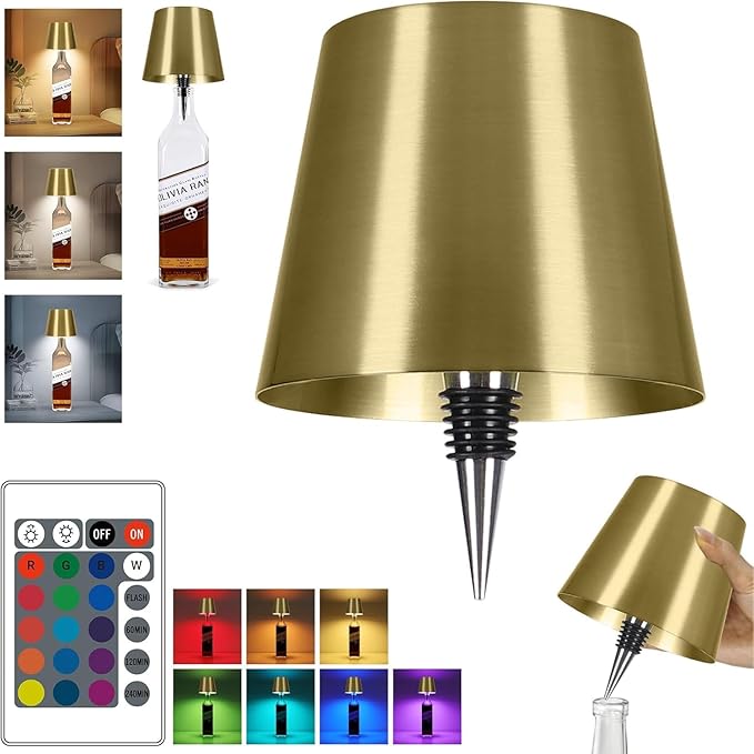 2026 New Wireless Bottle Lamp,RGB LED Bottle Light with Remote(RGB Gold Plating, 1pc)