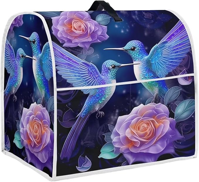 Hummingbird Rose Mixer Cover | Portable Dust Protector with Pockets | Kitchen Appliance Cover Compatible with 6-8 Quart Mixers, Coffee Makers & Juicers