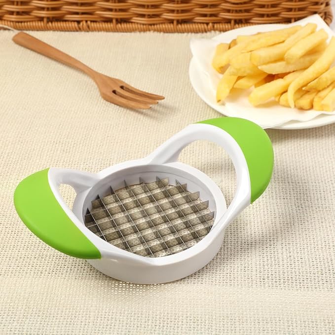 Cabilock French Fry Cutter, Stainless Steel French Fry Slicer with Handle, Fast Manual Cutter Chopper for Potato Carrots Onions Fruit, Kitchen Tool for Home and Picnic