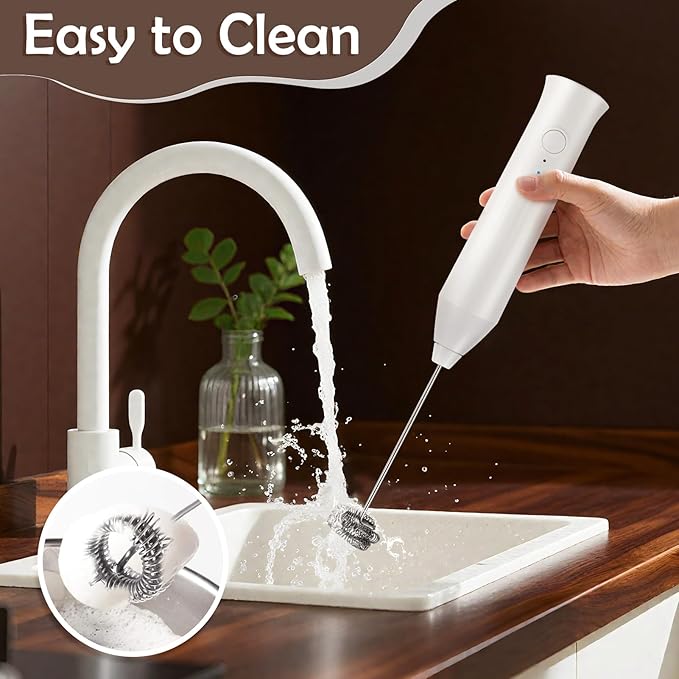 Powerful Milk Frother, Electric Handheld Milk Frother with Stand