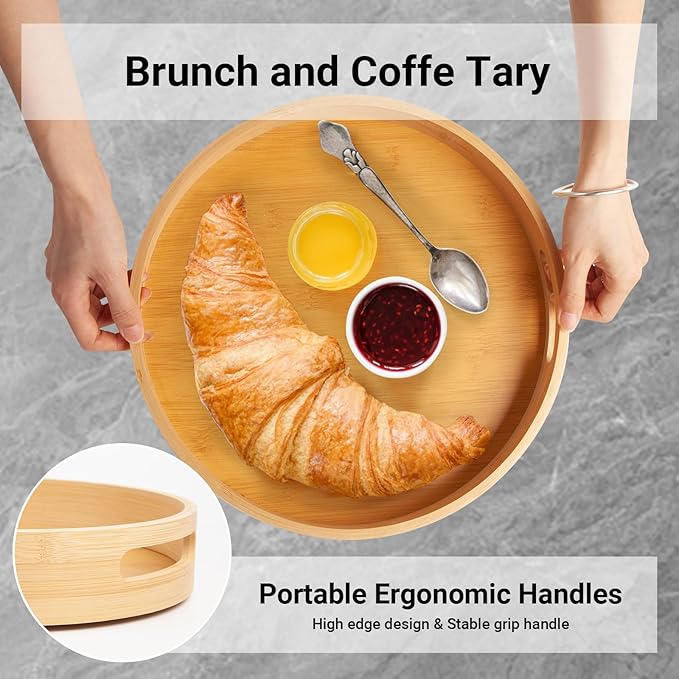 13in Lazy Susan for Table Top Bamboo Turntable Organizer for Cabinet, Pantry & Spice Storage