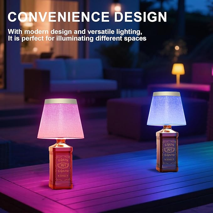 Wireless Bottle Lamp,Small Bedside Table Lamp,RGB LED Bottle Light with Remote Dimmable(RGB Gold, 1pc)