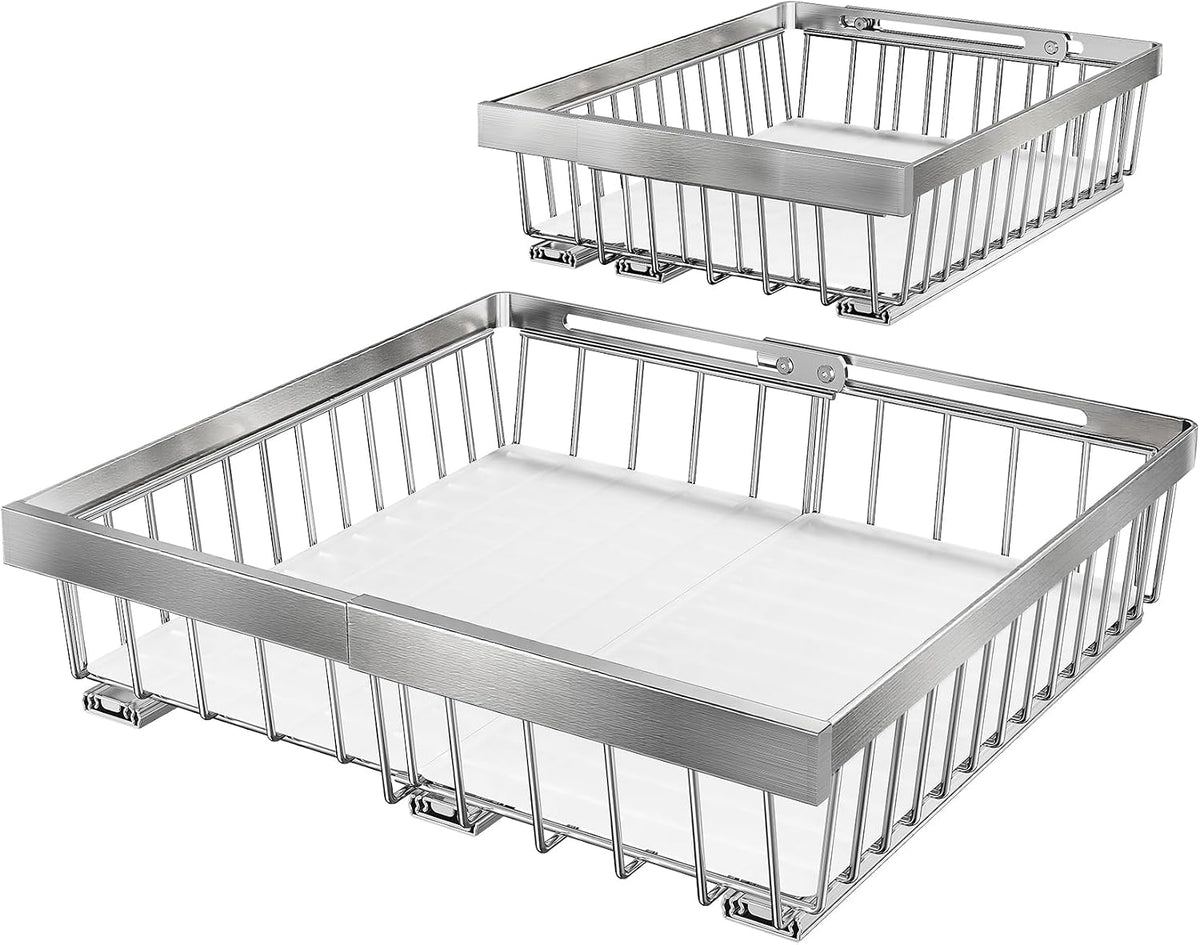 2-Pack Expandable Pull Out Cabinet Organizer (10.6"-15")W x 21"D