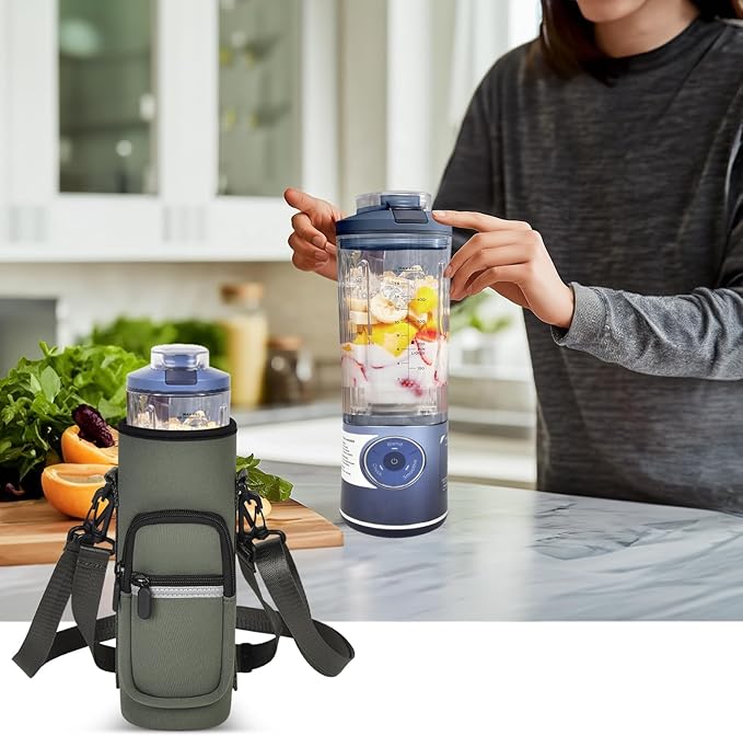 SAIKA Personal Blender Bag for Ninja Blast Max BC251/ BC151, Portable Cordless Blender Carrying Case with Reflective Strip, Shoulder Strap, Handle and Accessories Pocket (Cover Only) (Grey)