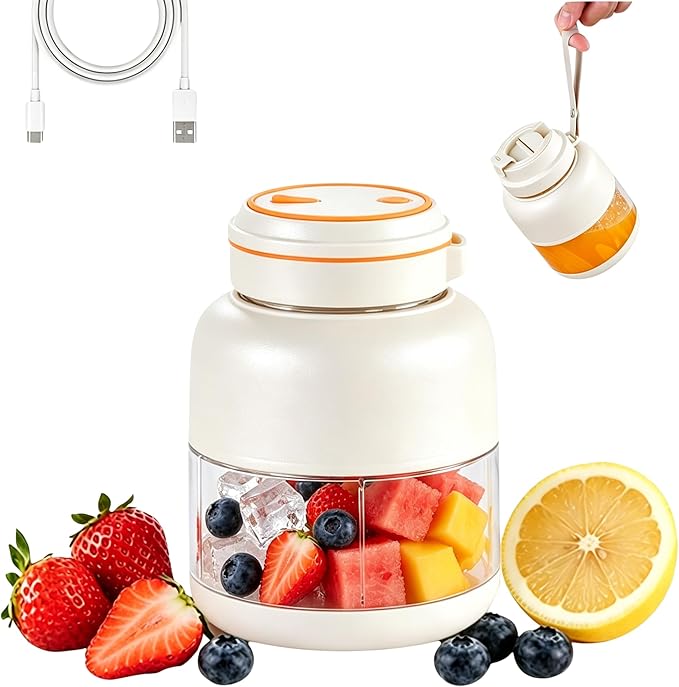 Portable Wireless Juicer Blender Cup: Rechargeable Smoothie Maker with 38 Stainless Steel Blades - Personal Blender for Shakes, Ice Crushing, Travel & Office (white, 800, Milliliters)
