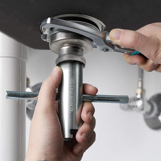DURATECH Sink Strainer Lock Nut Wrench, Adjustable up to 4-3⁄4" Capacity Upgrade Jaw, for Install or Remove Strainer Basket Lock Nuts