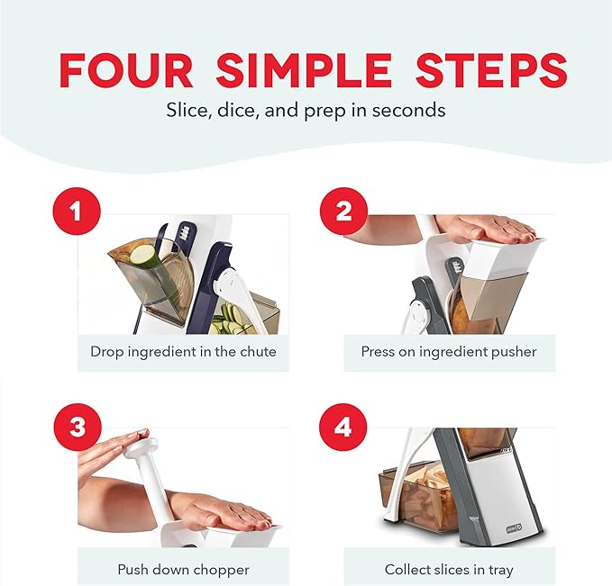 Dash Safe Slice® Mandoline - Compact, Foldable Food Slicer - Slice, Dice, Julienne & More - Perfect for Quick Food Prep - Recipe Guide Included - Aqua