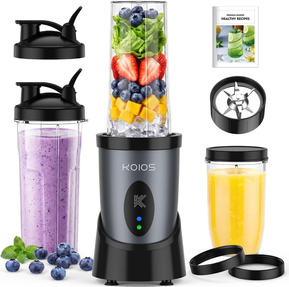 Smoothie Blender Kitchen, 900W Personal Blenders with 3 To-Go Cups