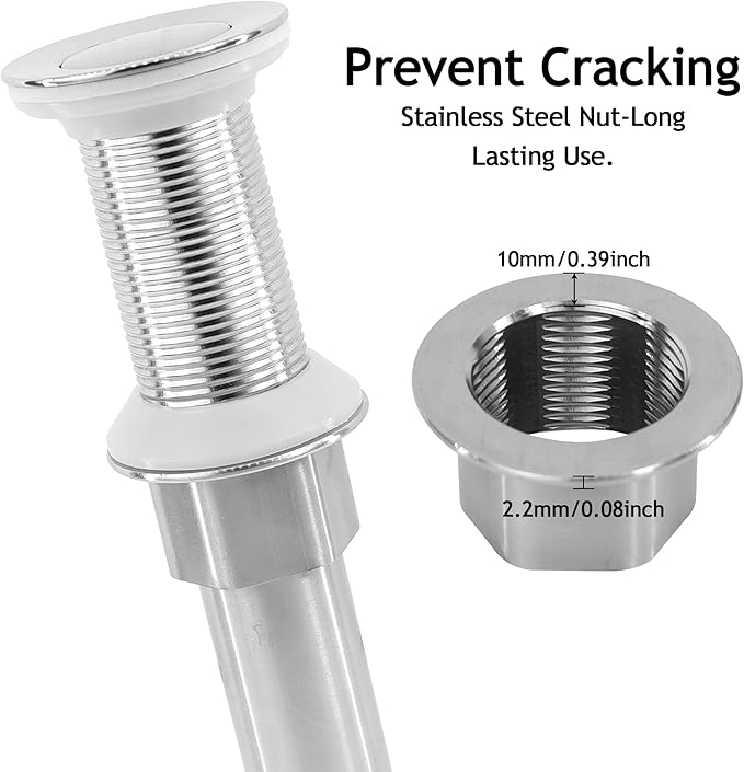 Bathroom Sink Drain,Drain Stopper Bathroom Sink Without Overflow,Small Cap Pop Up Drain Assembly with Detachable Strainer Basket,Built-in Anti-Clogging, Stainless Steel Nut Brushed Nickel