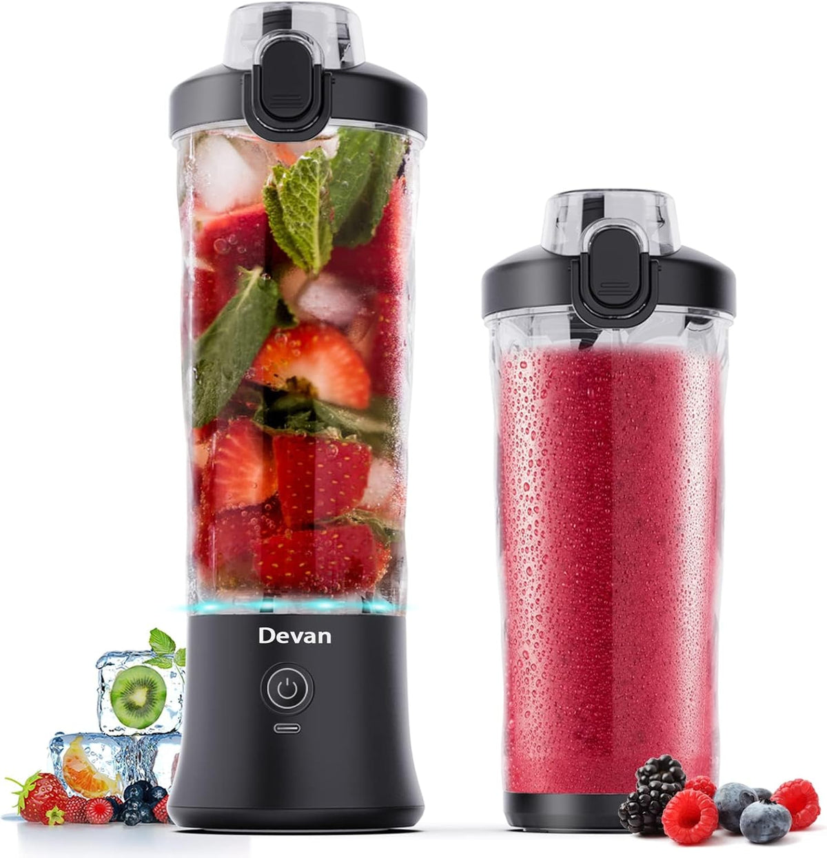 Portable Blender, Shakes and Smoothies 20 Oz Electric Protein Shaker Bottle, USB-C Rechargeable, Mini Small Cordless Blender Cup Kitchen Travel Gym.