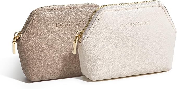 ROWNYEON Small Makeup Bag for Purse, Mini Portable Cosmetic Bags for Women, PU Leather Coin Purse Lipstick Cosmetic Accessories Organizer, Travel Makeup Pouch Zipper Pouch for Men Women