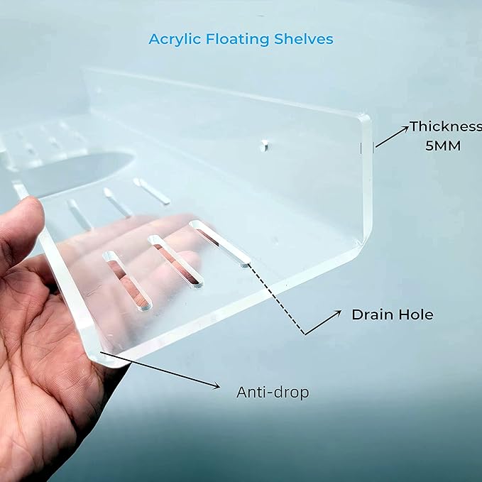 ROYALITA 24 Inch Acrylic Bathroom Shelf Organizer Over The Faucet, Over The Sink Shelf Room Decor, Bathroom Countertop Organizer Kitchen Above Sink Drain Shelf