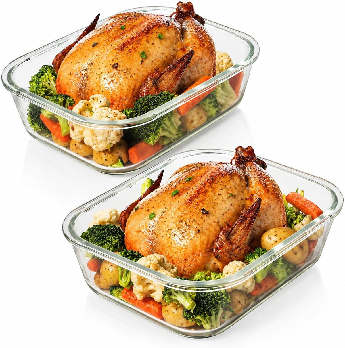 10 Cups/ 80 Oz 4 Pc (Set of 2) Glass Food Storage Containers with Airtight Locking Lids-For Storing & Serving Food. BPA Free & Leak Proof - Microwave, Dishwasher, Fridge, Freezer and Oven Safe