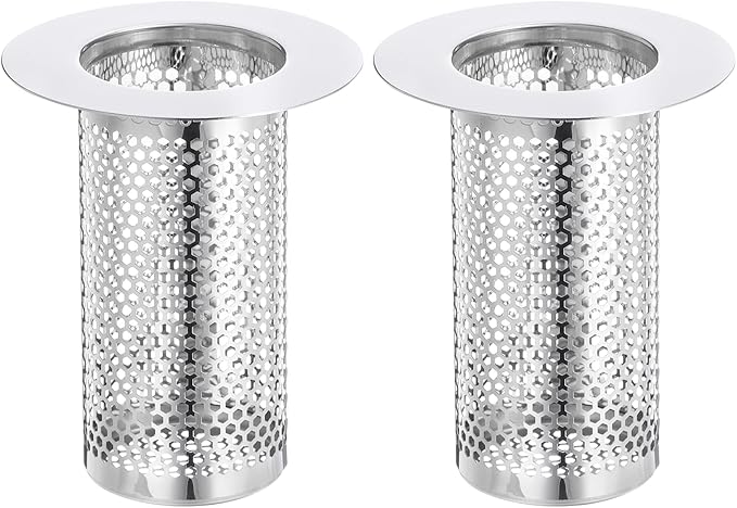 uxcell 2 Pack Shower Drain Strainer, 3.1" x 2.2" Stainless Steel Floor Drain Strainer Deep Sink Hair Catcher for Kitchen Bathroom Balcony Floor Drain, Fit Hole Size from 1.4" to 2"