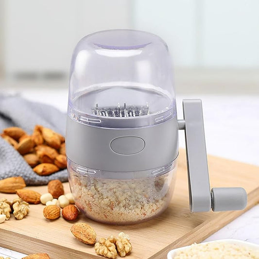 Manual Nut Grinder, Portable Nut Chopper Hand Crank for All Nuts Walnut Pecans, Food Chopper Garlic Cutter Hand Held Food Shredder Cutter Mincer Blender Kitchen Tool(Grey)