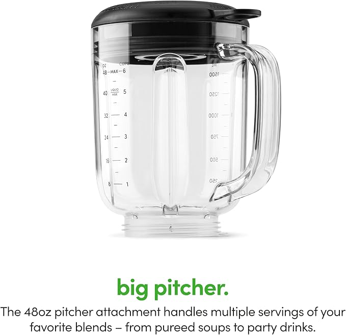 magic bullet Combo Blender, 600W, 48oz Pitcher, 16oz Cup with To-Go Lid, Easy Cleaning, Cross Blade, for Smoothies, Sauces, Shakes, Salsa, Hot Blends, Silver, MBF50200