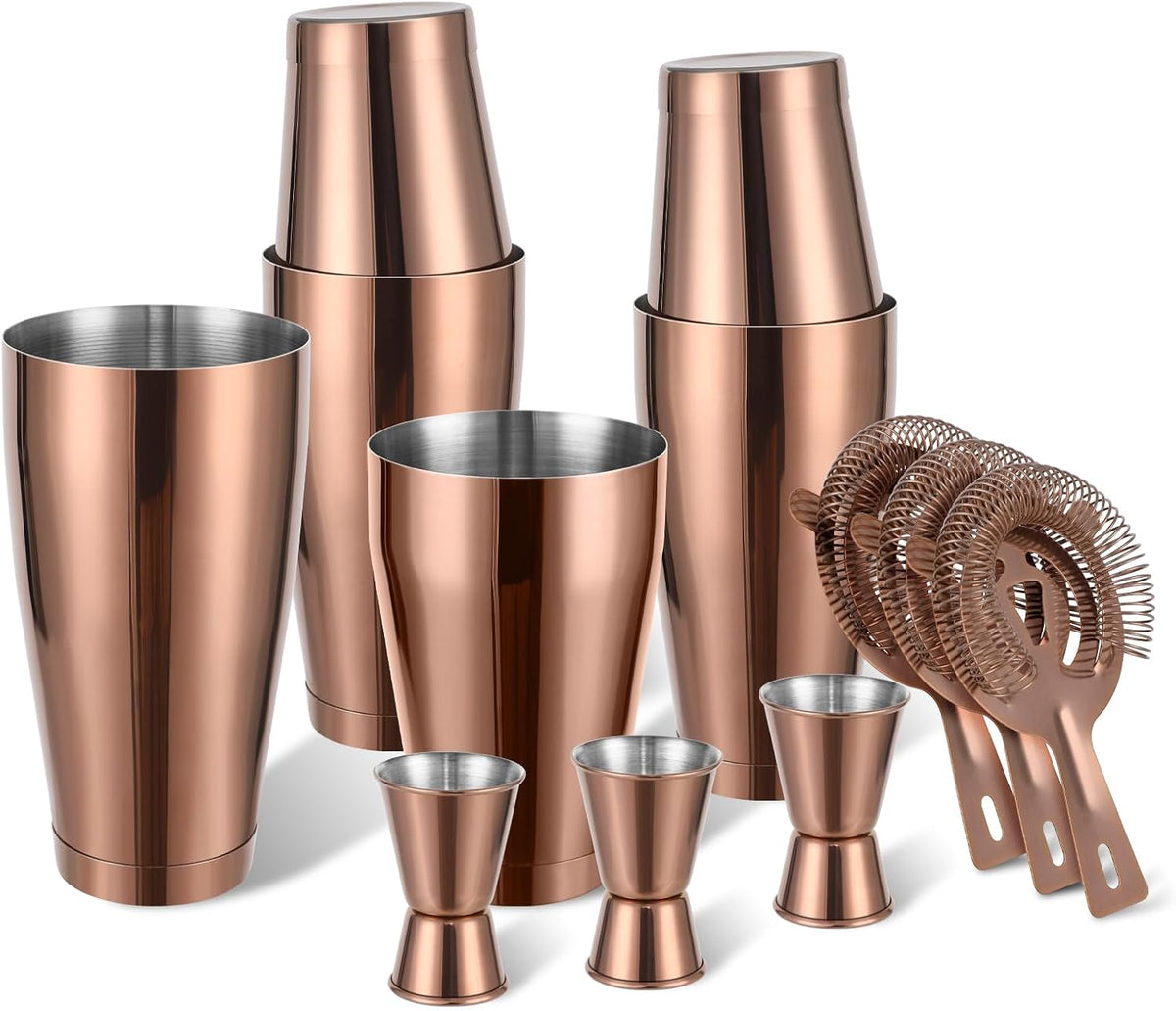 Boston Shaker Cocktail Set Bartender Kit, 12 Pcs Drink Shaker with Strainer Bartending Martini Shaker Tin with 18oz & 28oz Mixed Alcohol Shaker Stainless Steel Bar Tool for Beginner