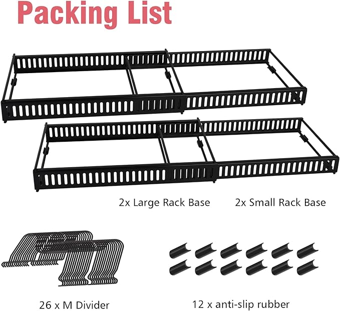 2 Pack Expandable Pots and Pans Organizer for Cabinet, Pot Lid Holder with 13 Adjustable Dividers, Under Cabinet Storage Rack for Pot Lids, Cutting Boards & Baking Sheets (11.8"-22.8")