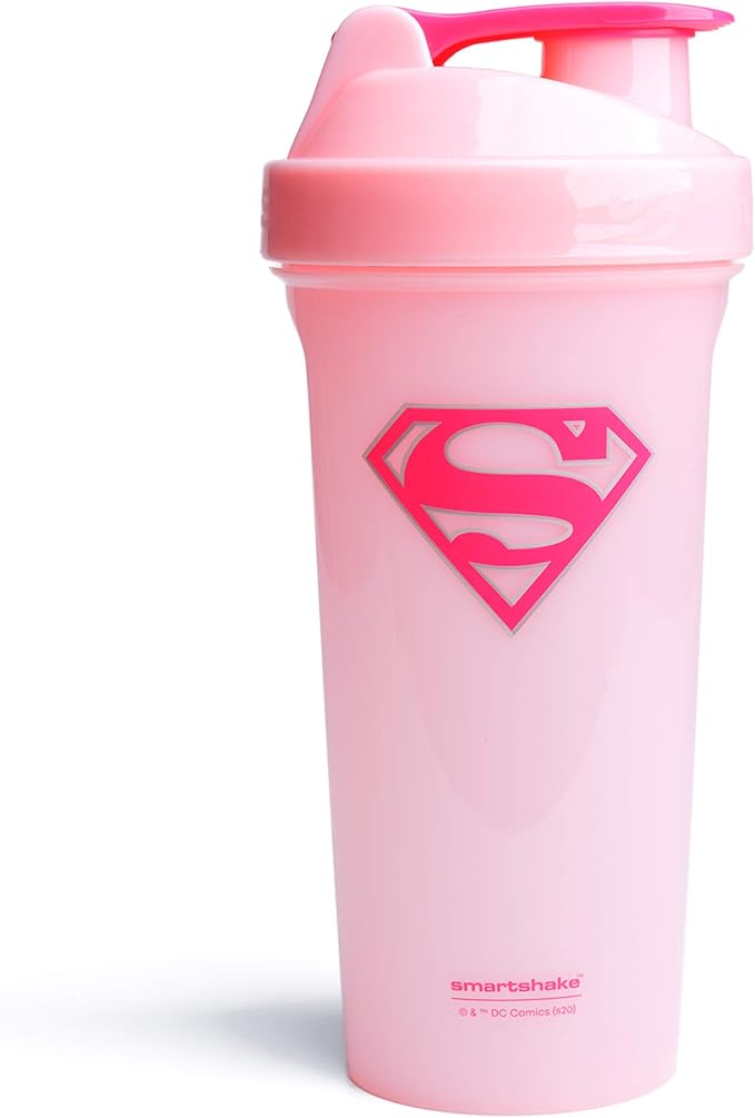 Smartshake Lite Justice League Protein Shaker Bottle 800ml – DC Comics Water Bottle, Leakproof BPA Free Gym Shaker And Protein Powder - Supergirl
