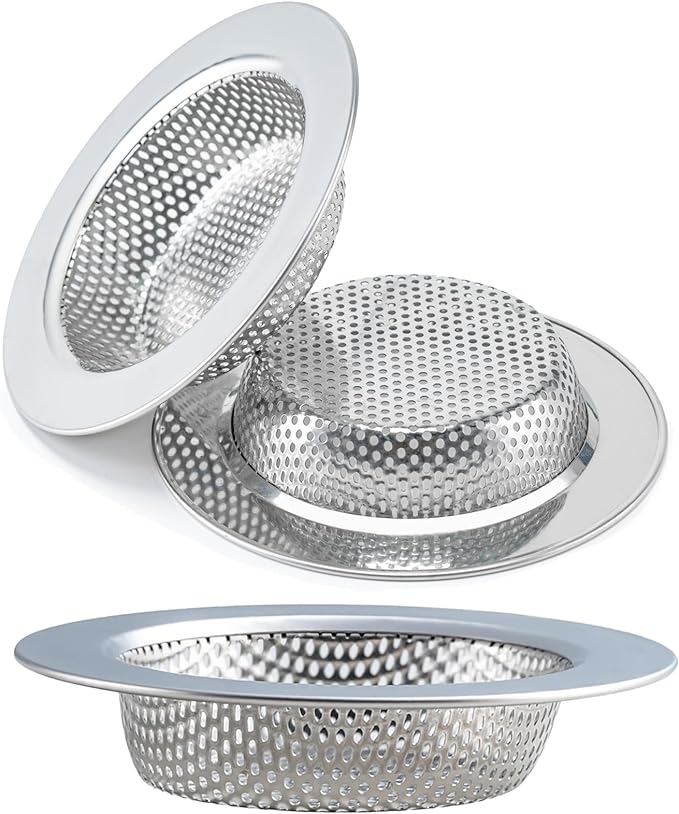 Honmein 3 Pcs Sink Strainer for Most Kitchen Sink Drain Basket, Upgraded Double-Layer Safe Design Kitchen Sink Strainer (Outer Diameter 4.5 Inch)
