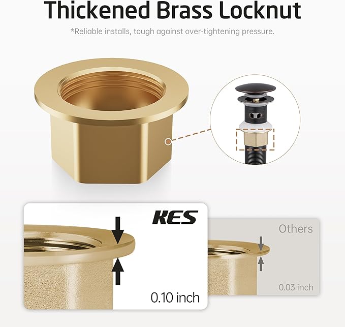 KES Bathroom Sink Drain with Strainer Basket Drain Hair Catcher, Pop Up Drain Stopper Vessel Sink Vanity with Overflow Anti Clog, Oil Rubbed Bronze S2013A-ORB