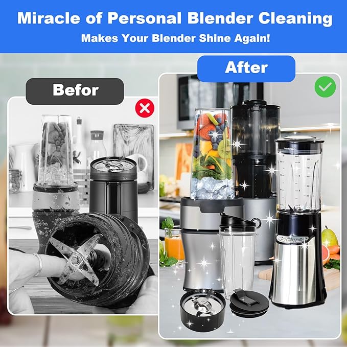 XANGNIER 7 Pcs Personal Blender Cleaning Brush Set for Portable/Smoothie/Small/Mini and All Personal Blenders - Non-Scratch Personal Blender Cleaning Tool Deep Clean Cups,Blades,Lids & Seals