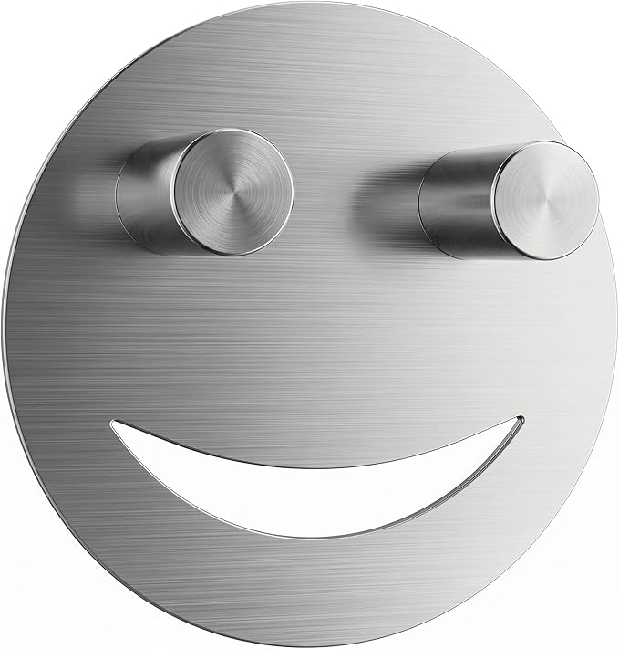 Smiley Face Sponge Holder for Kitchen Sink, 304 Stainless Steel Sink Caddy Organizer with Strong Suction Cup, Rustproof Round Sponge Rack for RV and Apartment, Silver