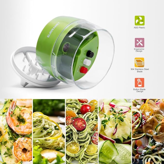 Handheld Spiralizer Vegetable Slicer, 4 in 1 Heavy Duty Veggie Spiral Cutter - Zoodle Pasta Spaghetti Maker