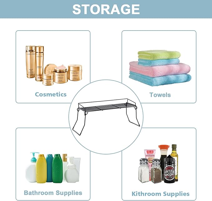 JUNCHU CHERRY Metal The Sink Vanity Organizer, Bathroom or Kitchen Sink Organizer, Feminine Products Organizer (Black)