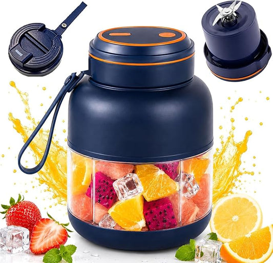 Portable Wireless Juicer Cup 38 Blades, 1300 ml Portable Electric Blender for Smoothies & Shakes, Large Capacity USB Juicer Cup for Fruit Juice, Protein Drinks, Travel, Gym & Camping (Blue)