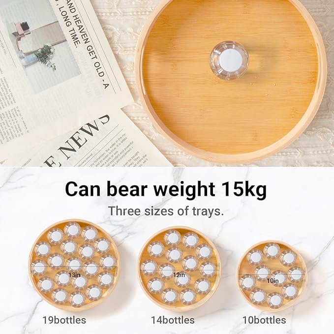 13in Lazy Susan for Table Top Bamboo Turntable Organizer for Cabinet, Pantry & Spice Storage