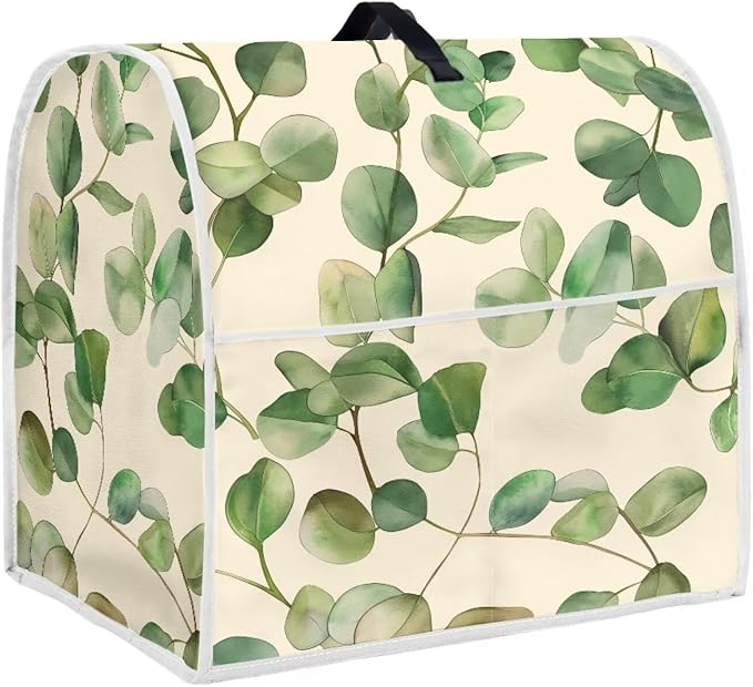 Leaf Print Mixer Dust Cover with Pockets & Handle | Compatible with 6-8 Quart Blenders & Mixers | Kitchen Appliance Protector & Decor