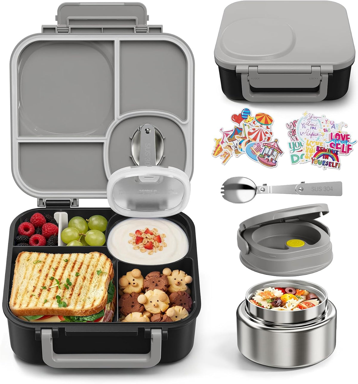 Bento Box for Kids,Leak-Proof Lunch Container with 9oz Insulated Food Jar