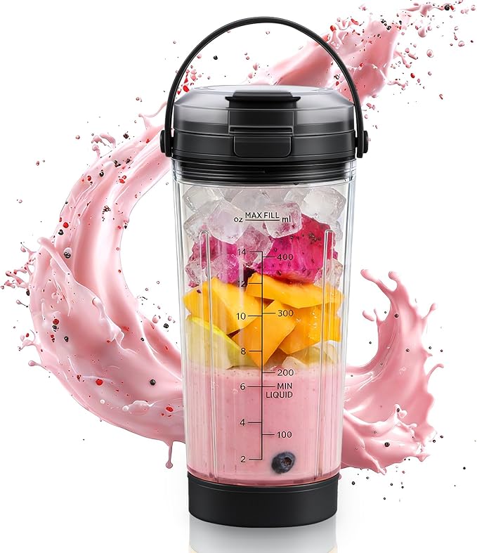 18 oz Blending Vessel Accessories Compatible with Ninja Blast Portable Blender, Blender Cup with Sip & Seal Lid, Replacement for Ninja Blast BC151BK BC151NV BC151CR BC151ND BC151EM (Black)