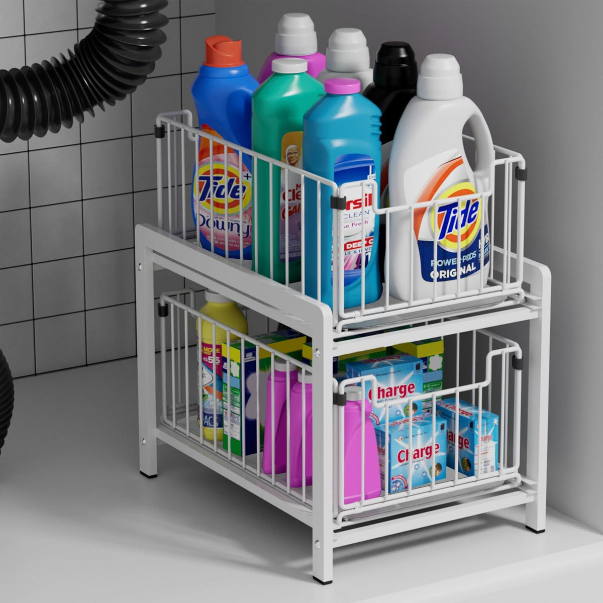 2-Tier Pull Out Cabinet Organizer, Slide Out Under Sink Organizer