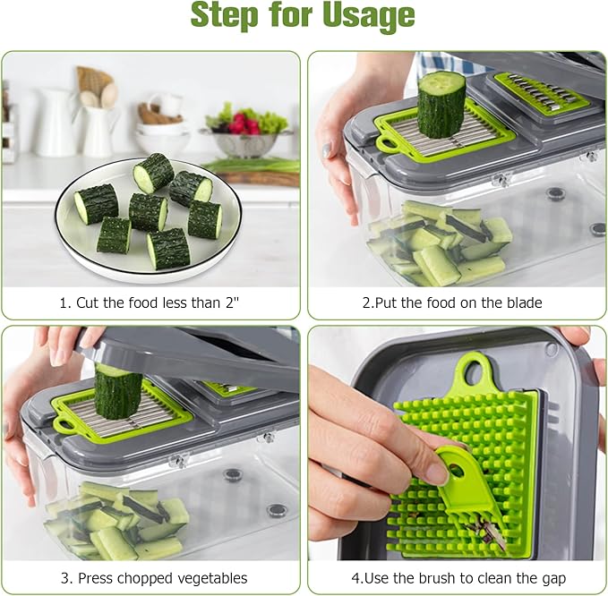 New 2022 Vegetable Dicer Onion Chopper, 22 in 1 Food, Fruits Cutter with 14 Stainless Steel Blades, Adjustable Slicer with Drain Rack Storage Container, Kitchen Gadget