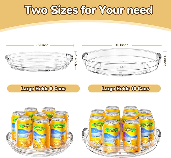 Clear Lazy Susan Organizer Turntable for Cabinet Table Top, 9.25 Inch 4 Pack 360 Rotating Spinning Makeup Organizer for Vanity, Kitchen Storage Rack Heavy-Duty Pantry Spices Tray Countertop Organizer