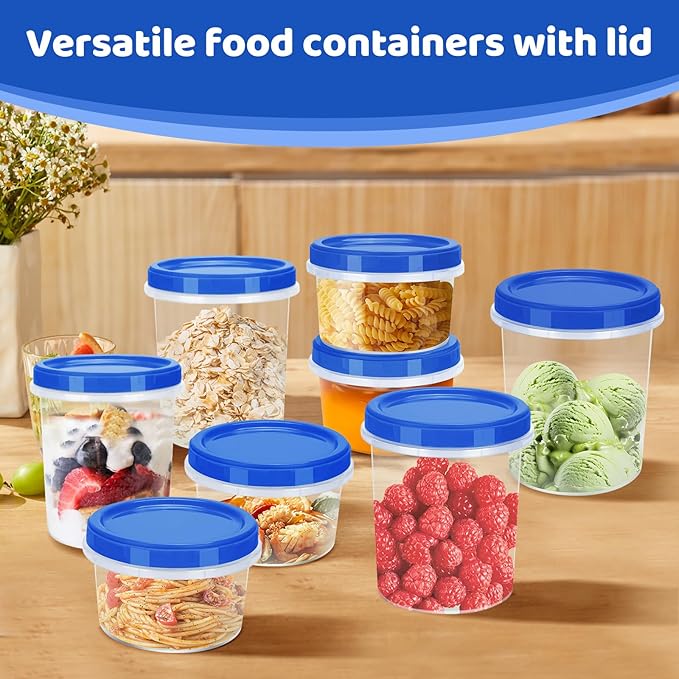 Atecare Food Storage Containers with Twist Top Lids, Ultra Thick Airtight Plastic Containers for Soup, Leftover, Ice Cream, Overnight Oats, BPA Free Stackable Freezer Containers [12 Pack-32 oz]