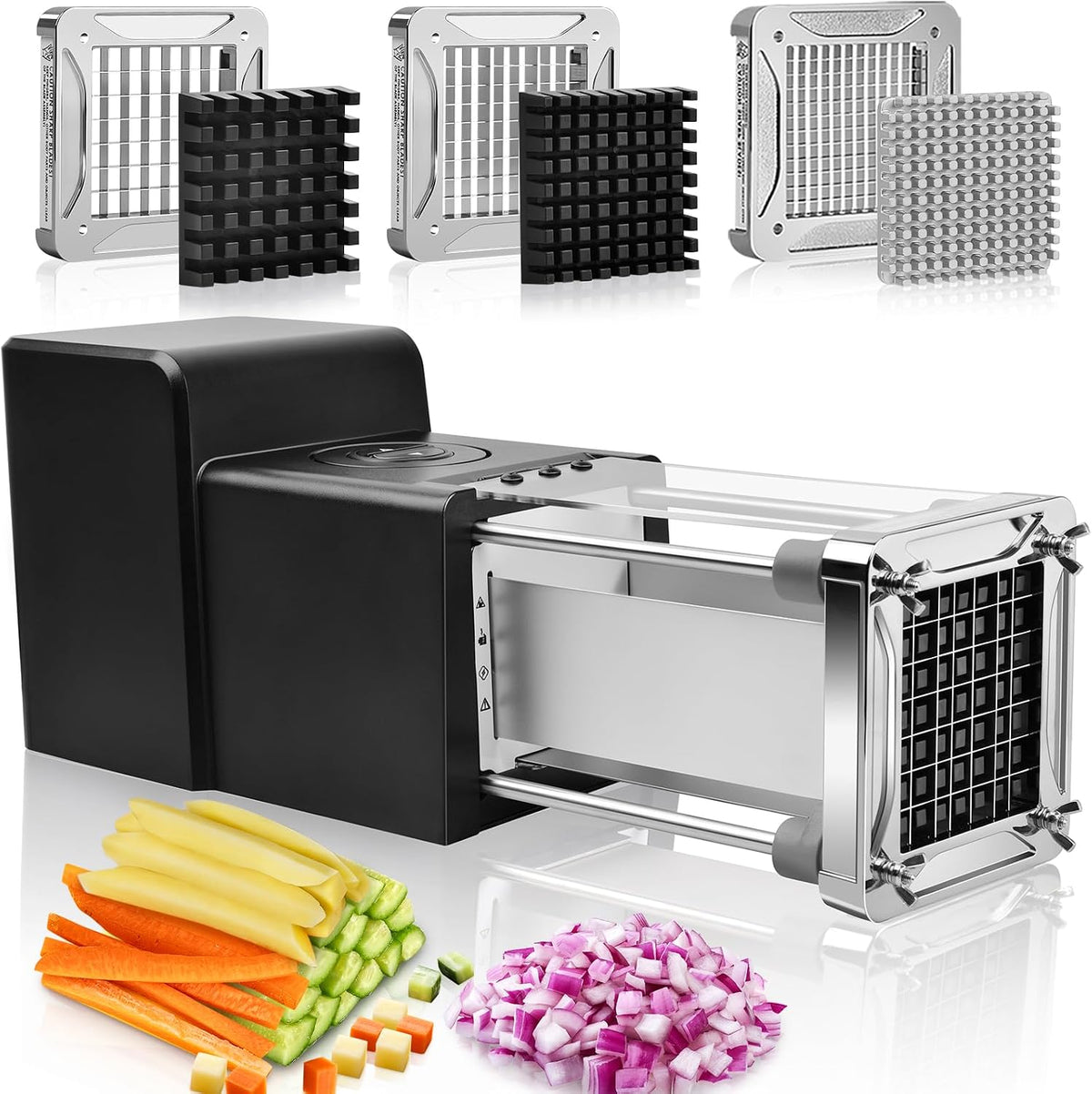 Professional Electric French Fry Cutter for Potatoes, 1/4-3/8-1/2