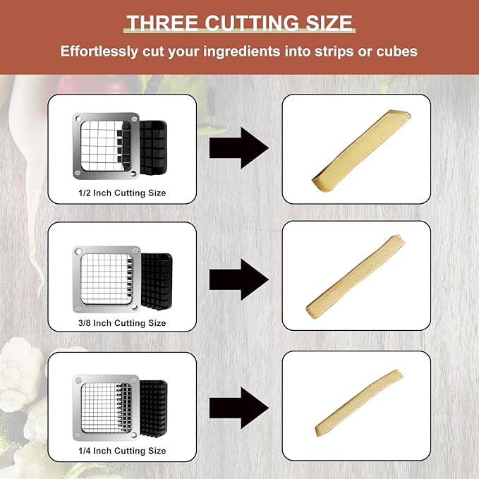Replacement Chopper1/2‘’ Blade,Commercial Vegetable Chopper Dicer Stainless Steel Blade and Pusher Block for Fruit Cutting Machine Tomato onion French Fries Cutter