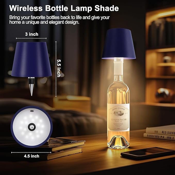2026 Wireless Bottle Lamp,LED Bottle Lights for Liquor & Wine Bottles,Bottle Light with Dimmable(Navy Blue, 1pc)