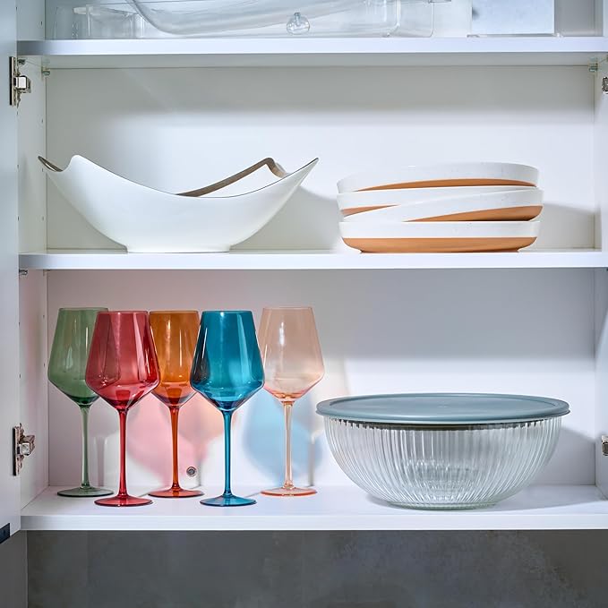 8pc Ribbed Glass Mixing Bowls with Leakproof Airtight Lids - BPA-Free Meal Prep Stackable Space Saving Nesting, Kitchen Baking Food Storage & Serving Containers - Microwave, Freezer, Dishwasher Safe.