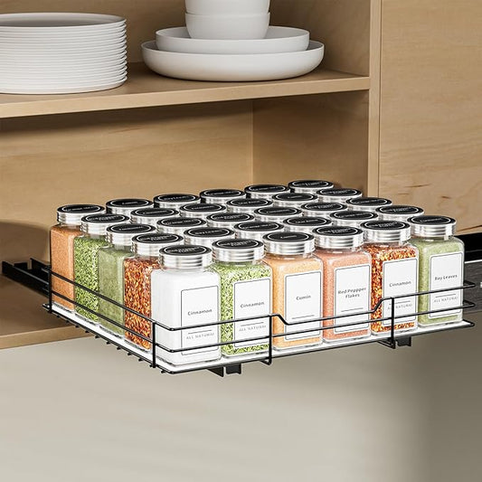 Spice Rack Organizer for Cabinet, 1 Tier Pull Out Spice Rack