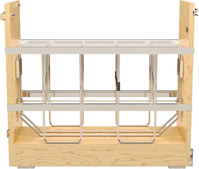 Rev-A-Shelf 5" Pullout Wooden Bakeware Organizer w/Ball Bearing Soft-Close for Full Height Base Kitchen Cabinets, Foil Wrap/Tray Divider, Min Opening Width of 5.5", 447-BCBBSC-5C