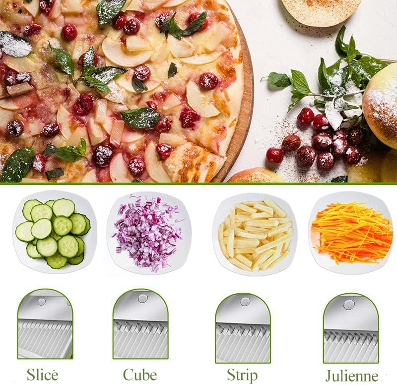 Vegetable Chopper Mandoline Slicer Adjustable Vegetable Cutter Safe Multi-purpose Food Vegetable Slicer for Kitchen (Blue), 12.7*5.3*5 inch - Image 5