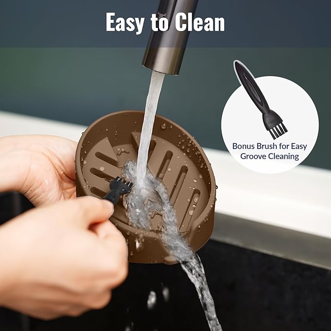 NiHome Silicone Sponge Holder Compatible with Scrub Daddy Mommy Sponges for Kitchen & Bathroom,Auto Draining Organizer,Holds Multiple Sponges & Cleaning Tools, Food-Grade,Dishwasher Safe(Coffee Brown)