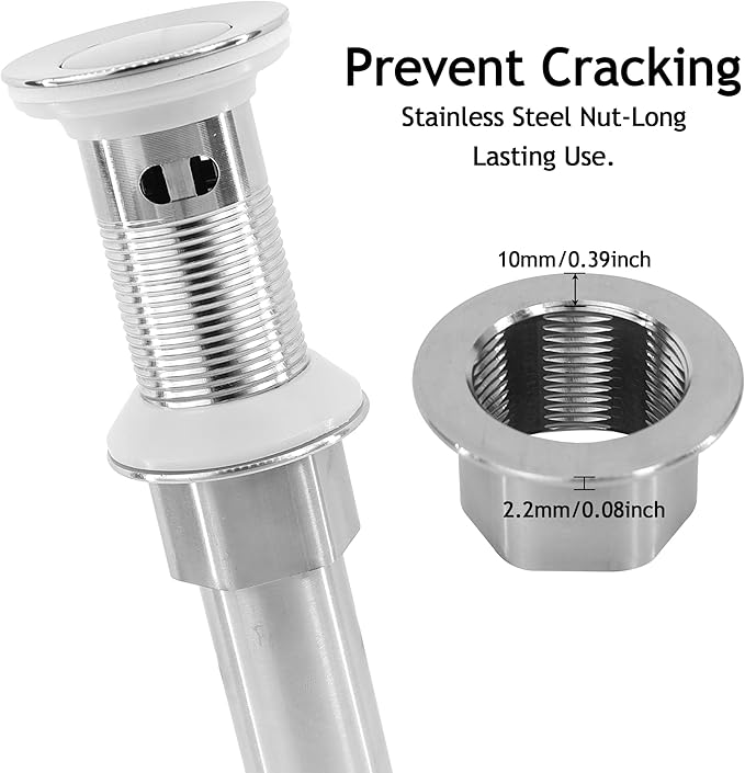 Bathroom Sink Drain,5 Pack Drain Stopper with Overflow,Small Cap Pop Up Drain Assembly with Detachable Strainer Basket,Built-in Anti-Clogging, Stainless Steel Nut Brushed Nickel