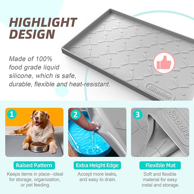SIKADEER 28" x 19" Under Sink Mat Waterproof, Silicone Mat Kitchen Drawer Shelf and Cabinet Liner, Sink Protector for Kitchen Organizers and Storage, Boot Tray Pet Food Mats