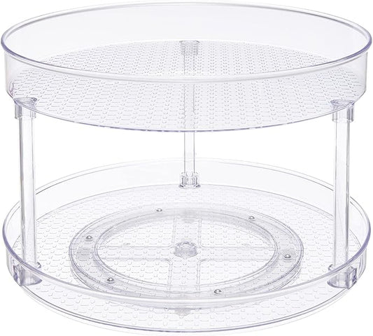 2 Tier Lazy Susan Turntable Organizer for Condiments, 12" Diameter