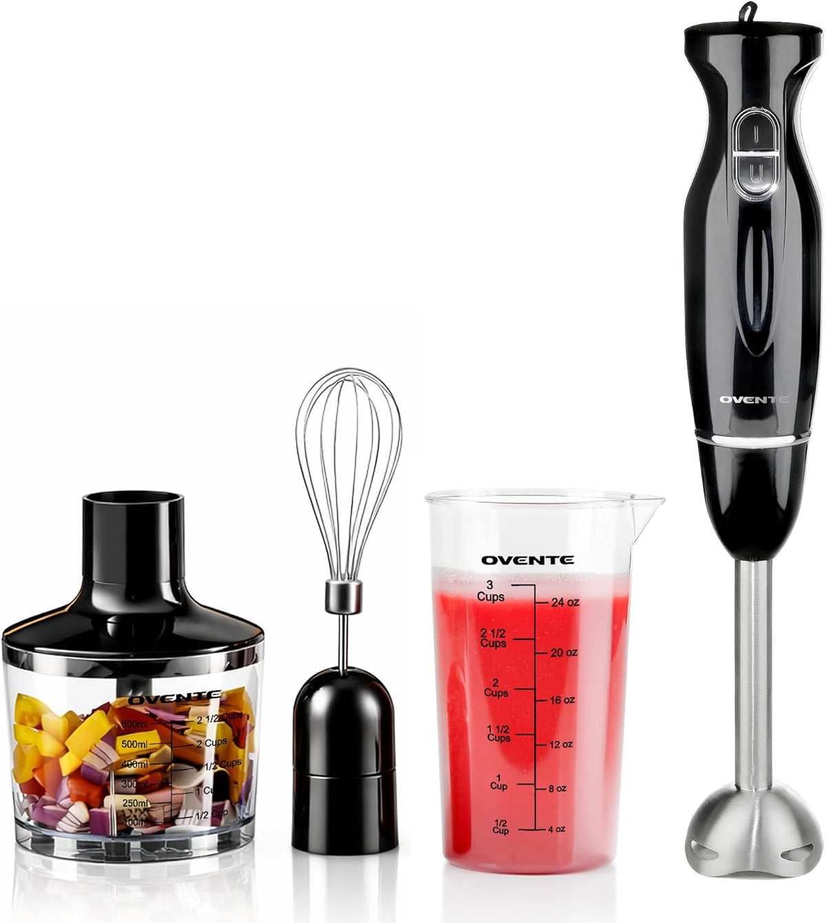 Electric Hand Blender Set with 2 Mixing Speeds, Black HS565B